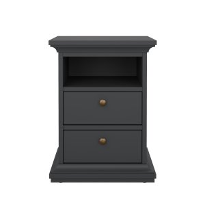 TVILUM Paris sengebord - gr� tr�, m. 2 skuffer og 1 rum