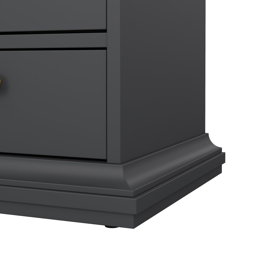 TVILUM Paris Nachttisch - graues Holz, mit 2 Schubladen und 1 Fach