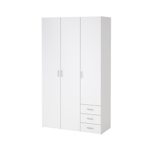 TVILUM Space Garderob - Vit H&ouml;gglans Tr&auml;, med 3 Luckor och 3 L�dor