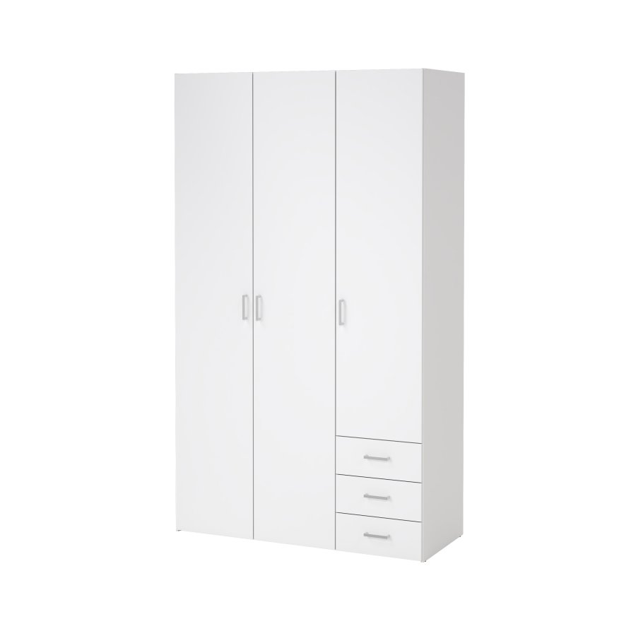 TVILUM Space garderobeskab - hvid h�jglans tr�, m. 3 l�ger og 3 skuffer