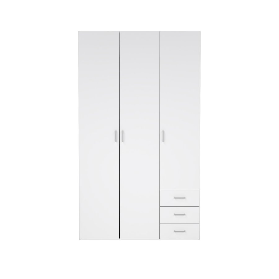 TVILUM Space garderobeskab - hvid h�jglans tr�, m. 3 l�ger og 3 skuffer