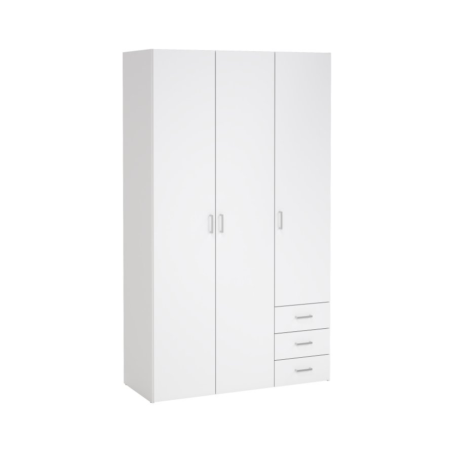 TVILUM Space garderobeskab - hvid h�jglans tr�, m. 3 l�ger og 3 skuffer