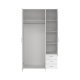 TVILUM Space garderobeskab - hvid h�jglans tr�, m. 3 l�ger og 3 skuffer