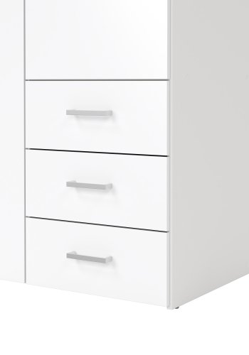 TVILUM Space garderobeskab - hvid h�jglans tr�, m. 3 l�ger og 3 skuffer