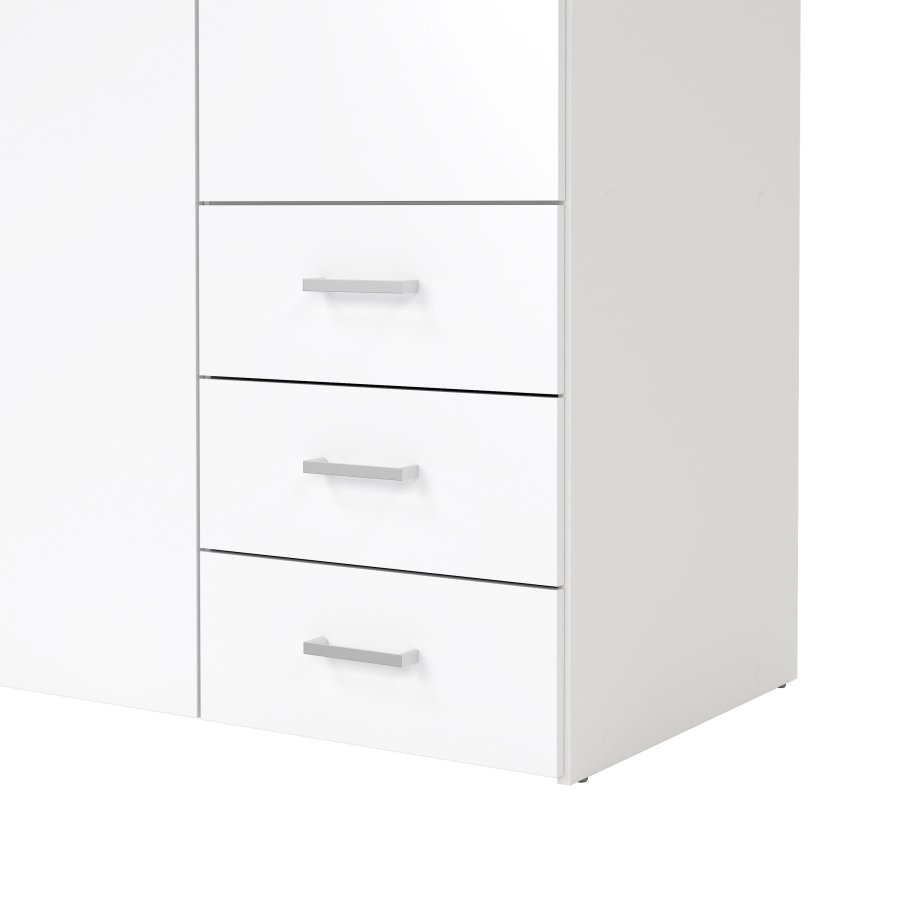 TVILUM Space garderobeskab - hvid h�jglans tr�, m. 3 l�ger og 3 skuffer