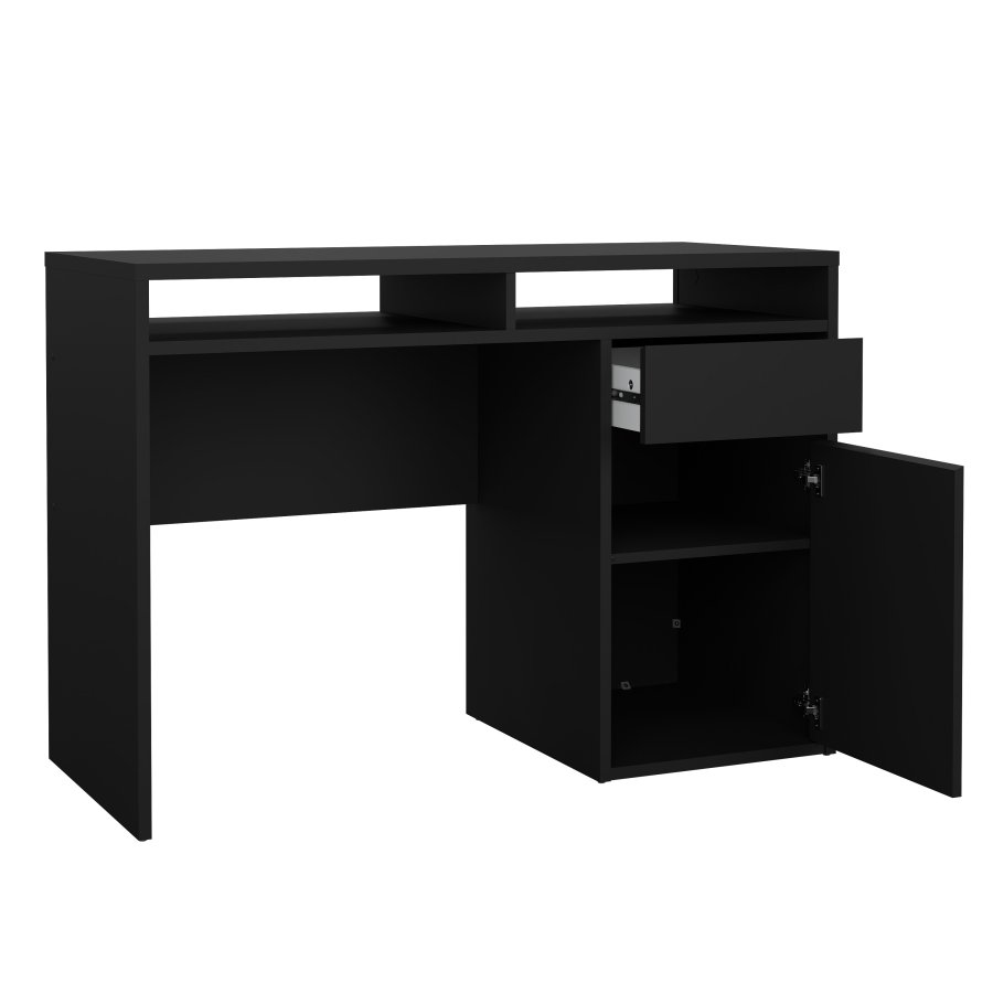 TVILUM Function Plus skrivebord - matt sort tre, m. 1 d�r og 1 skuff