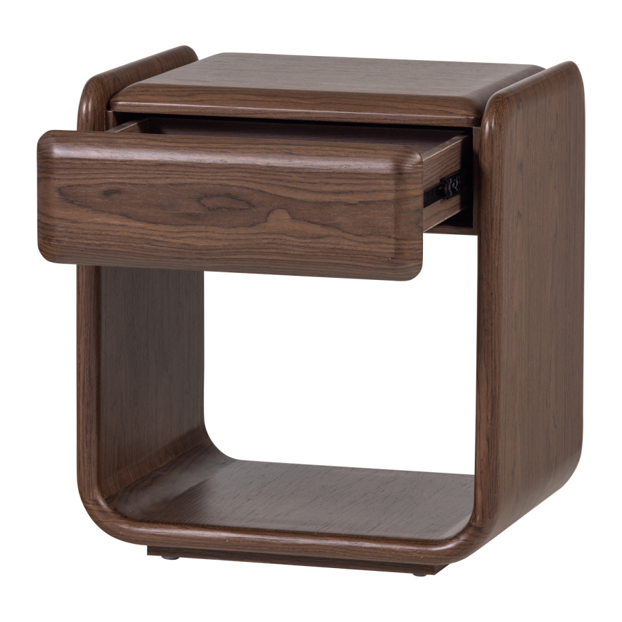 WOOOD Elura kommode/nattbord med 1 skuff trefiner brun