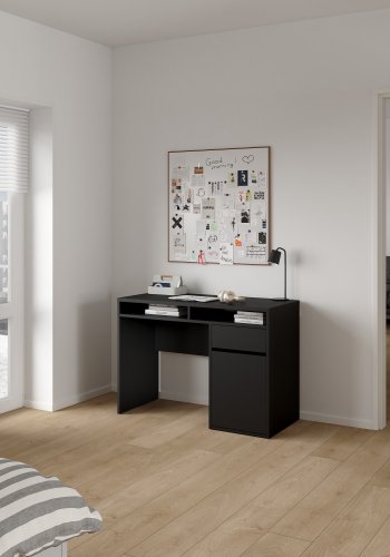 TVILUM Function Plus skrivebord - mat sort tr�, m. 1 l�ge og 1 skuffe