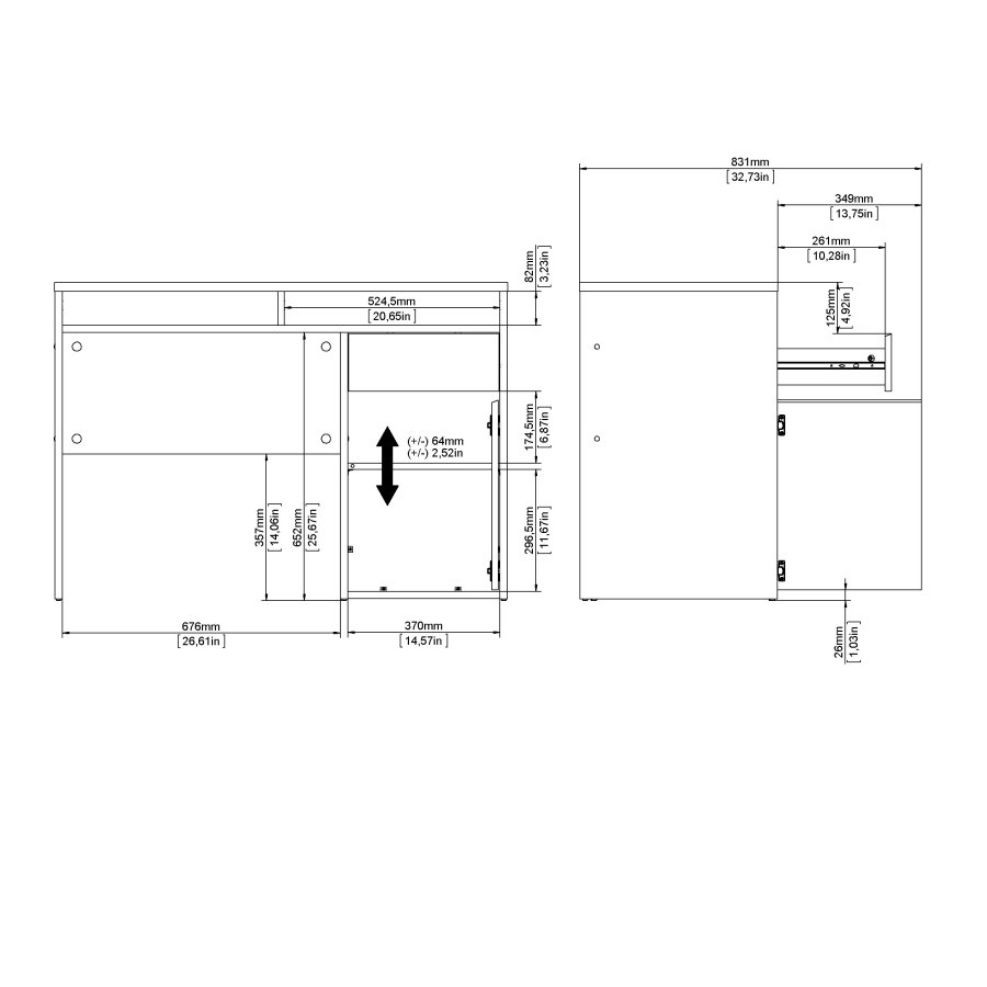 TVILUM Function Plus skrivebord - matt sort tre, m. 1 d�r og 1 skuff