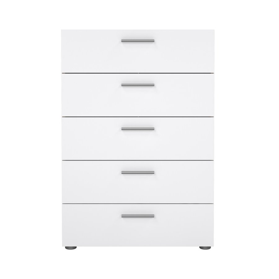 TVILUM Pepe byr� - vit h&ouml;gblank / naturligt tr&auml; / ekfaner, med 5 l�dor