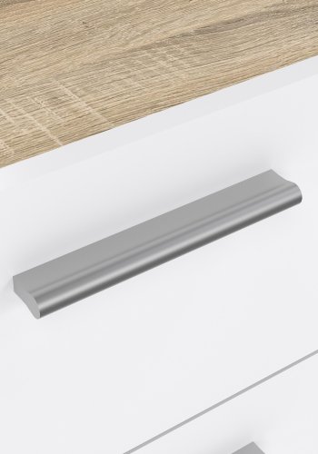 TVILUM Pepe Kommode - Wei� Hochglanz/Naturholz/Eichenfurnier, mit 5 Schubladen