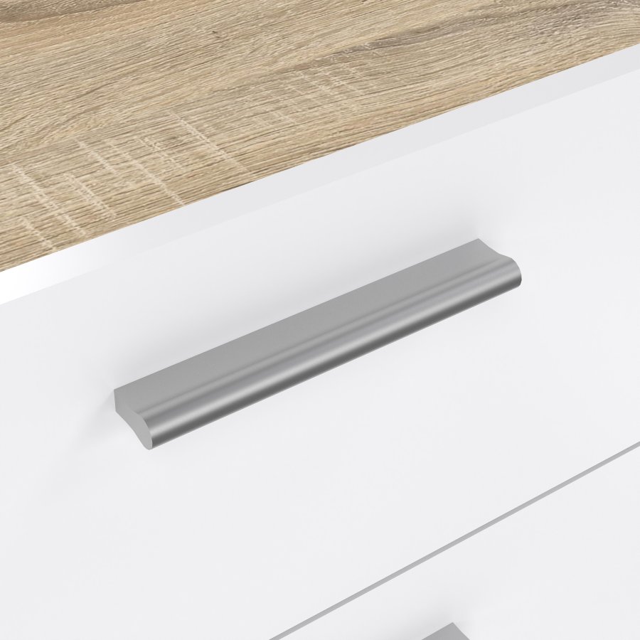 TVILUM Pepe byr� - vit h&ouml;gblank / naturligt tr&auml; / ekfaner, med 5 l�dor