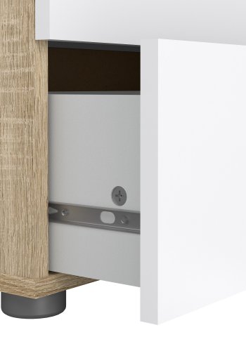 TVILUM Pepe byr� - vit h&ouml;gblank / naturligt tr&auml; / ekfaner, med 5 l�dor