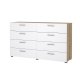 TVILUM Pepe kommode - hvid h�jglans/natur tr�/egetr�sfin&eacute;r, m. 8 skuffer
