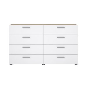 TVILUM Pepe Byr� - Vit H�gglans / Naturligt Tr� / Ekfan�r, med 8 L�dor