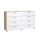 TVILUM Pepe kommode - hvid h�jglans/natur tr�/egetr�sfin&eacute;r, m. 8 skuffer