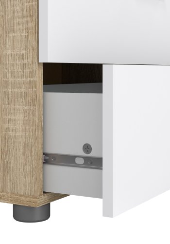 TVILUM Pepe kommode - hvid h�jglans/natur tr�/egetr�sfin&eacute;r, m. 8 skuffer