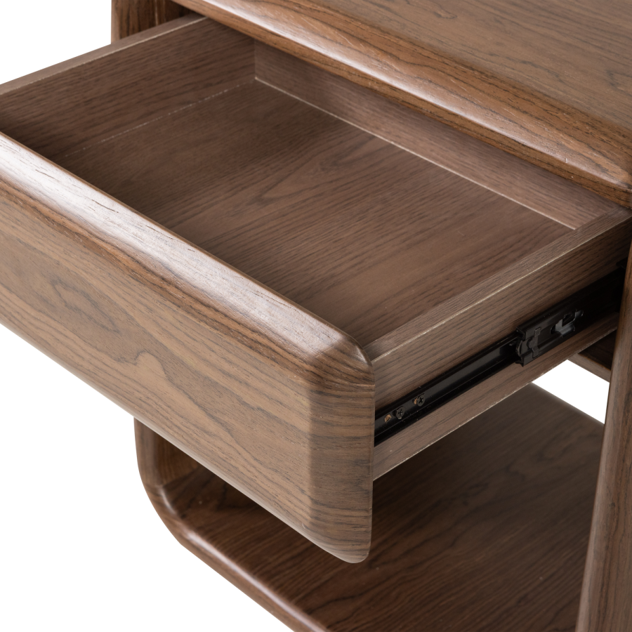 WOOOD Elura kommode/nattbord med 1 skuff trefiner brun