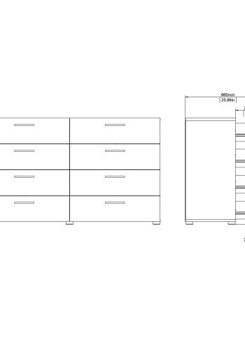TVILUM Pepe kommode - hvid h�jglans/natur tr�/egetr�sfin&eacute;r, m. 8 skuffer