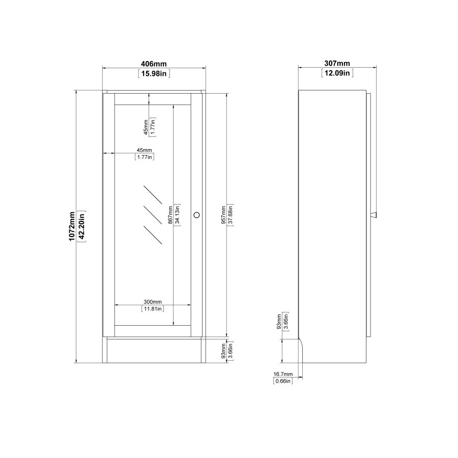 TVILUM Basic bokhylla - klar / naturglas / ek struktur, med 1 d&ouml;rr och 2 hyllplan