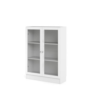 TVILUM Basic reol - klar glas og hvid, m. 2 l�ger og 2 hylder (H:107,2cm x79cm x 28,3cm)