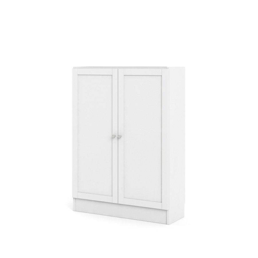 TVILUM Basic Bokhylla - Vit, med 2 Luckor och 2 Hyllor