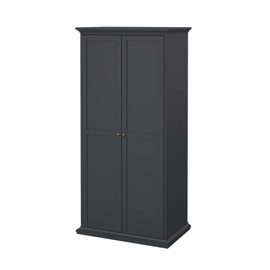 TVILUM Paris garderobeskab - mat gr� tr�, m. 2 l�ger 