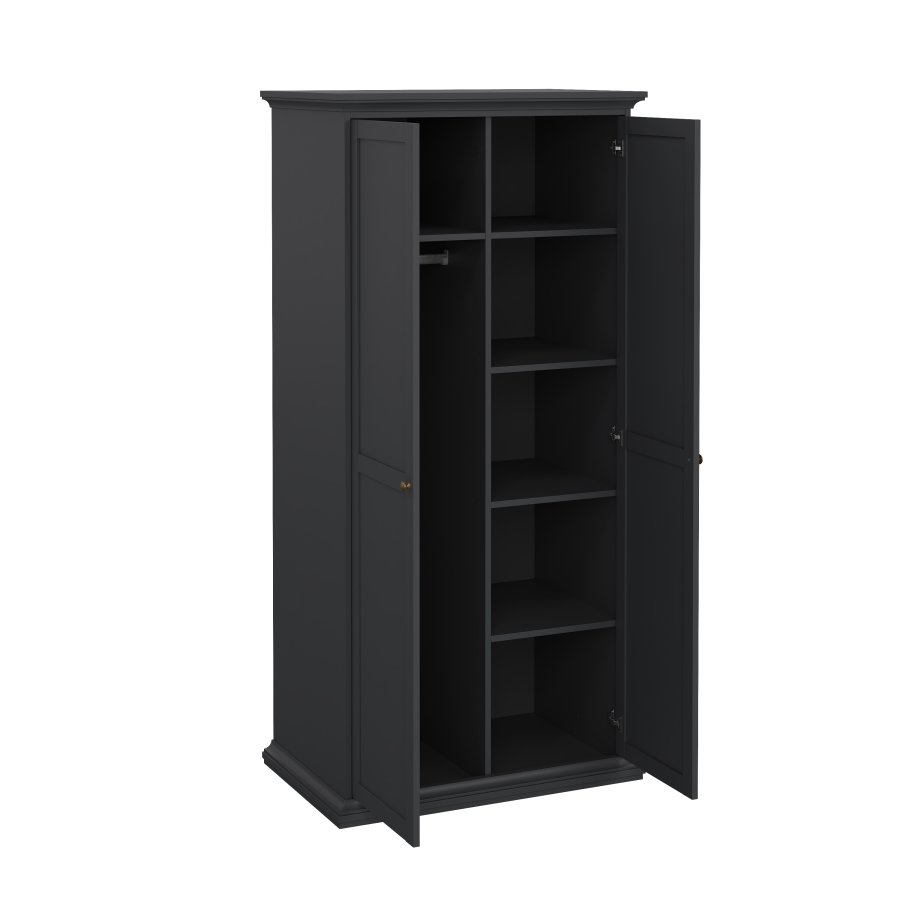 TVILUM Paris garderobeskab - mat gr� tr�, m. 2 l�ger 