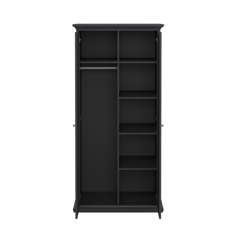 TVILUM Paris garderobeskab - mat gr� tr�, m. 2 l�ger 