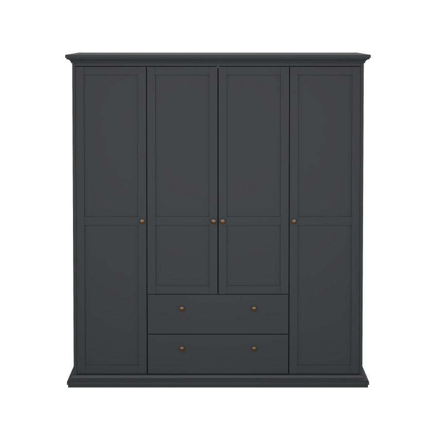 TVILUM Paris garderobeskab - mat gr� tr�, m. 4 l�ger og 2 skuffer 