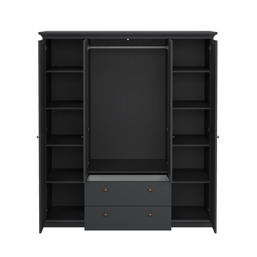 TVILUM Paris garderobeskab - mat gr� tr�, m. 4 l�ger og 2 skuffer 