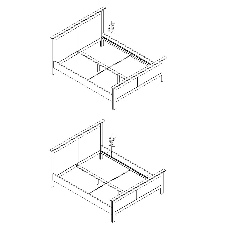 TVILUM Paris S&auml;ngram - Vitt Tr&auml; (160 x 200 cm)