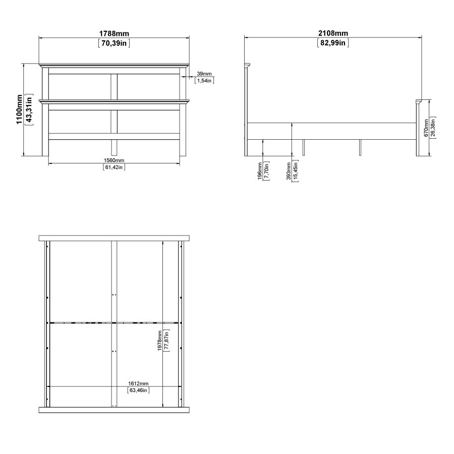 TVILUM Paris S&auml;ngram - Matt Gr�tt Tr&auml; (160 x 200 cm)