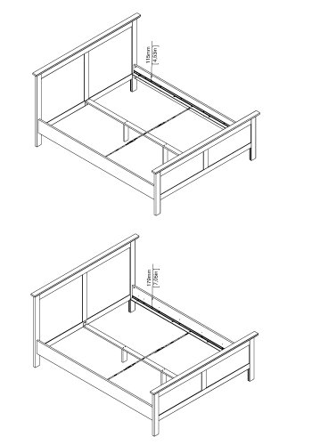 TVILUM Paris S&auml;ngram - Matt Gr�tt Tr&auml; (160 x 200 cm)