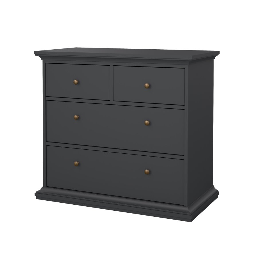 TVILUM Paris kommode - mat gr� tr�, m. 4 skuffer 