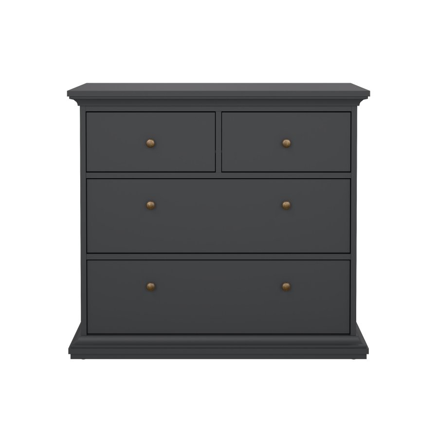 TVILUM Paris kommode - mat gr� tr�, m. 4 skuffer 