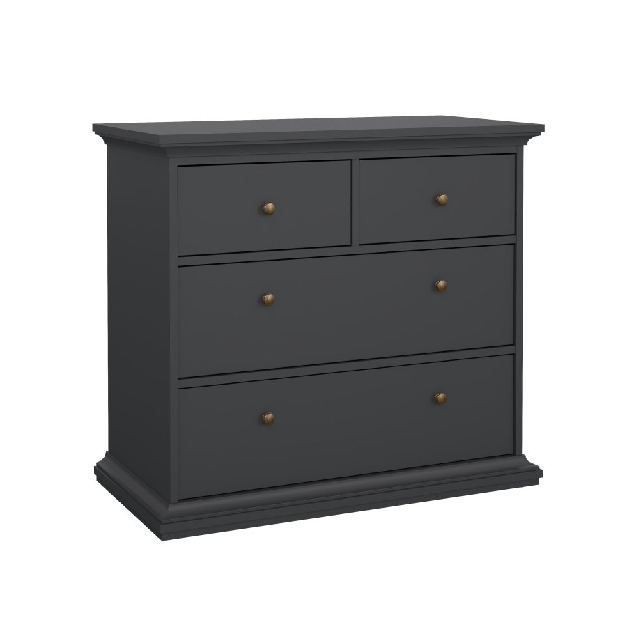 TVILUM Paris kommode - mat gr� tr�, m. 4 skuffer 