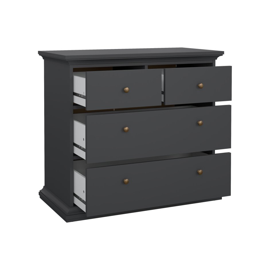 TVILUM Paris kommode - mat gr� tr�, m. 4 skuffer 