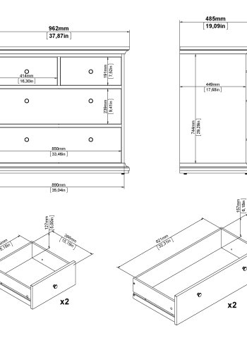 TVILUM Paris kommode - mat gr� tr�, m. 4 skuffer 