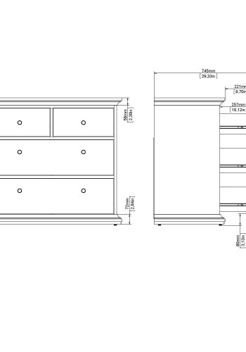 TVILUM Paris kommode - mat gr� tr�, m. 4 skuffer 