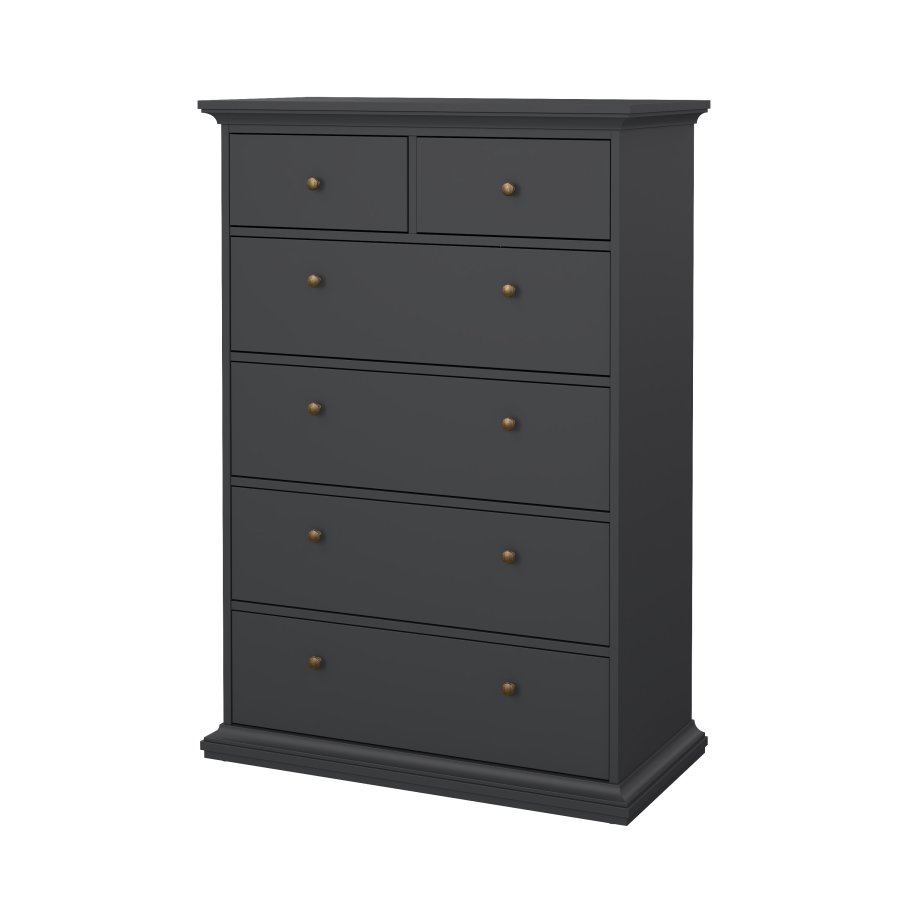 TVILUM Paris kommode - matt gr�, m. 6 skuffer