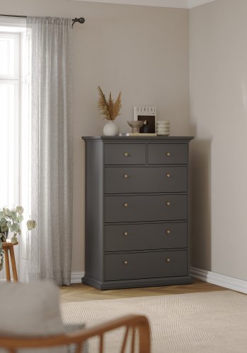 TVILUM Paris kommode - matt gr�, m. 6 skuffer