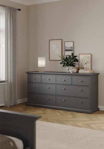 TVILUM Paris kommode - mat gr� tr�, m. 8 skuffer 