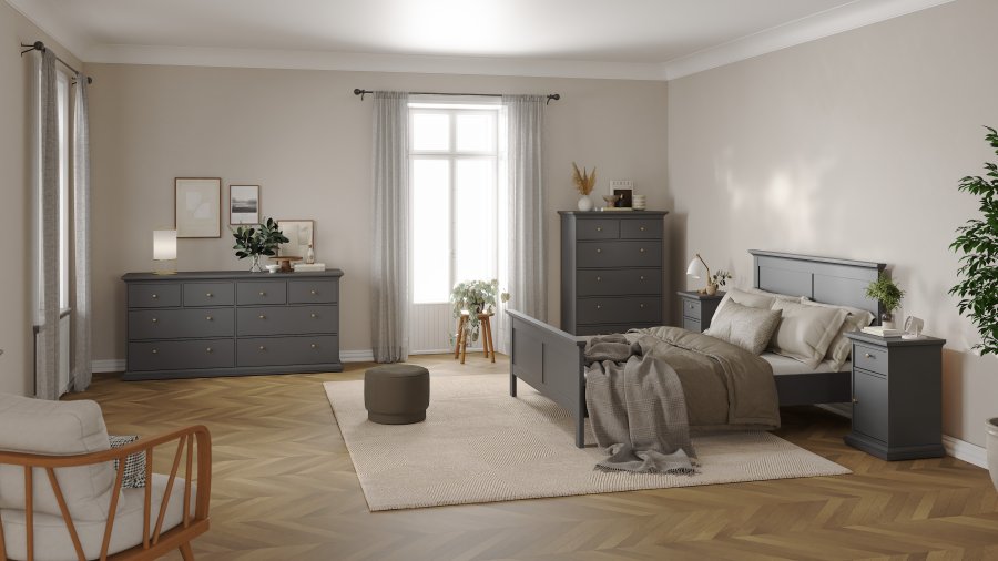 TVILUM Paris kommode - matt gr�tt tre, m. 8 skuffer 