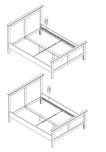 TVILUM Paris sengeramme - matt gr� (140x190)