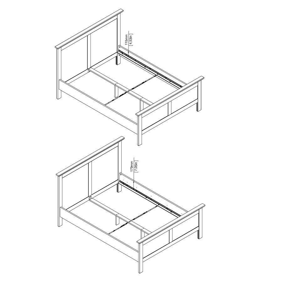 TVILUM Paris sengeramme - matt gr� (140x190)