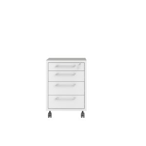 TVILUM Prima skuffesektion - hvid tr�, m. hjul, 4 skuffer