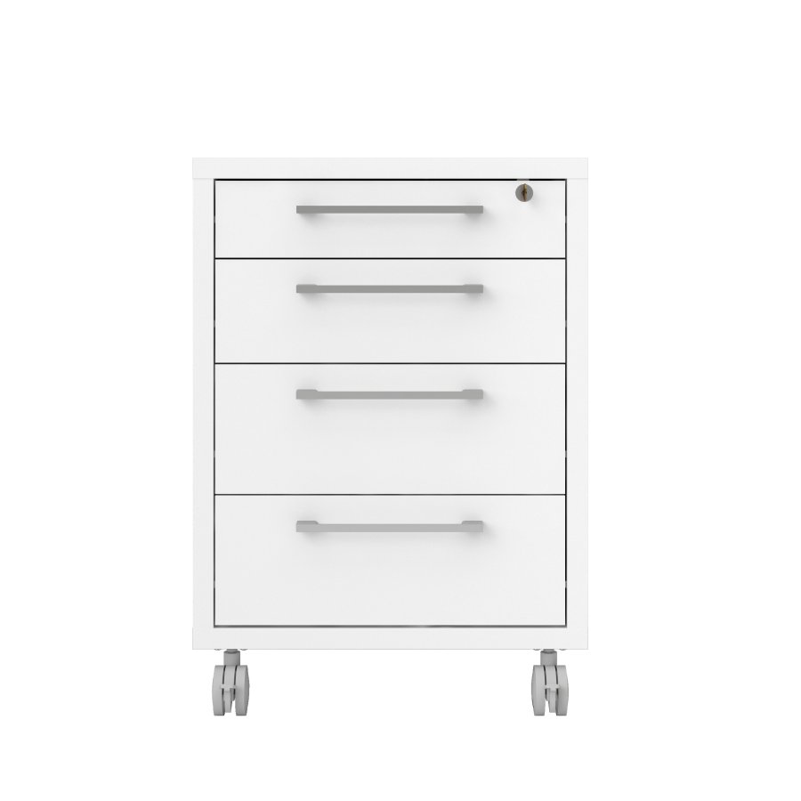 TVILUM Prima skuffesektion - hvid tr�, m. hjul, 4 skuffer