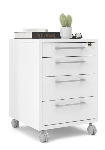 TVILUM Prima Schubladenelement - wei�es Holz, mit Rollen, 4 Schubladen