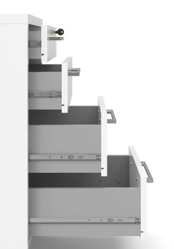 TVILUM Prima Schubladenelement - wei�es Holz, mit Rollen, 4 Schubladen